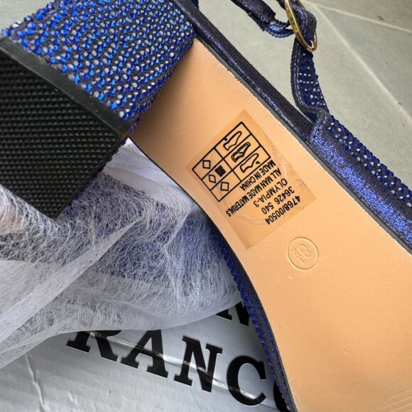 Valenti Franco Rhinestone Blue Pointed Toe Slingback Evening Shoes - Size 8.5M - Picture 4 of 7